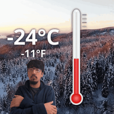 Man In Front Of Thermometer -24 Degrees GIF