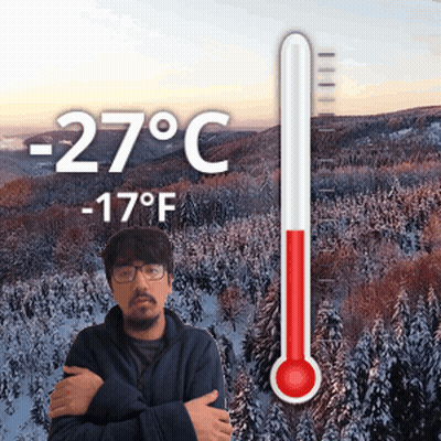 Man In Front Of Thermometer -27 Degrees GIF