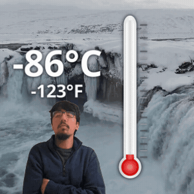 Man In Front Of Thermometer -48C 54F GIF