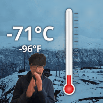 Man In Front Of Thermometer -53°C 63°F GIF