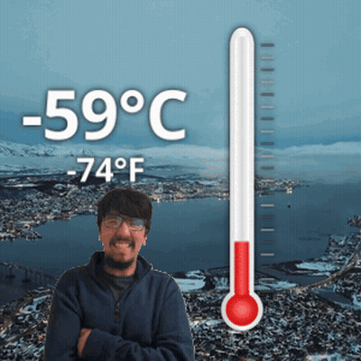 Man In Front Of Thermometer -61 Degrees GIF