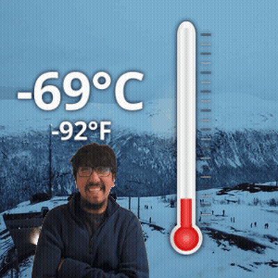 Man In Front Of Thermometer At 69°C GIF