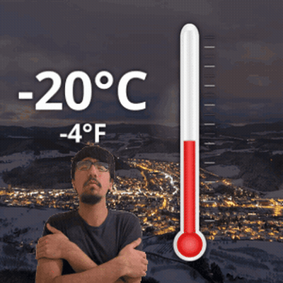 Man In Front Of Thermometer Saying -20 Degrees GIF