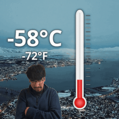 Man In Front Of Thermometer Saying -58 Degrees GIF