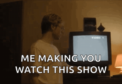 Man In Front Of TV Saying Me Making You Watch This Show GIF