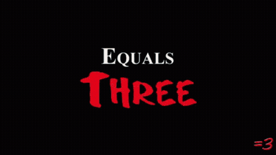 Man In Front Of Wall Saying Equals Three GIF