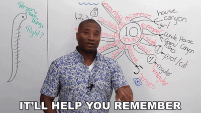 Man In Front Of Whiteboard Saying It'll Help You Remember GIF