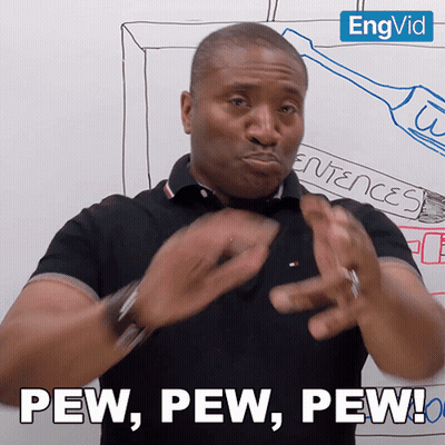 Man In Front Of Whiteboard Saying Pew Pew Pew GIF