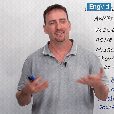 Man In Front Of Whiteboard With Arms Voice Acne Musc GIF