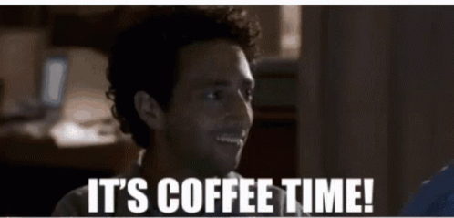Man In Front Of Window Saying Coffee Coffee Coffee GIF