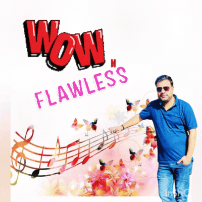 Man In Front Of Wow Flawless Musical Vibes Sign GIF