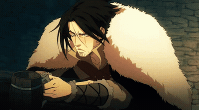 Man In Fur Coat Holding Wooden Mug GIF