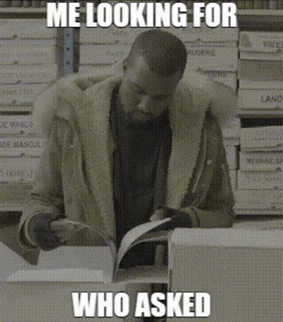 Man In Fur Coat Reading Book With Meme Saying Me Looking For Who Asked GIF