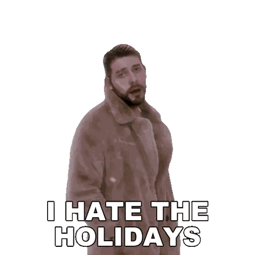 Man In Fur Coat Saying I Hate The Holidays Sticker