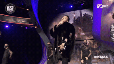 Man In Fur Coat Singing Into Microphone At Mnet Event GIF