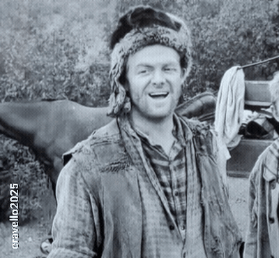 Man In Fur Hat And Plaid Shirt Smiling Black And White GIF