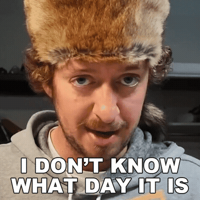Man In Fur Hat Says I Don't Know What Day It Is GIF