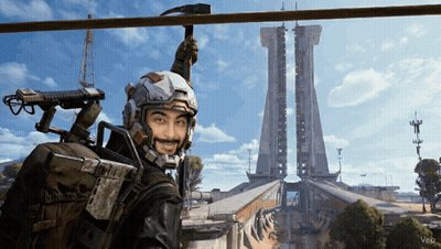 Man In Futuristic Helmet Standing In Front Of Building GIF
