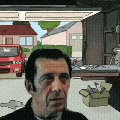 Man In Garage With Red Car GIF