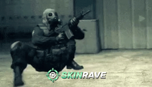 Man In Gas Mask Holding Gun Skinrave GIF