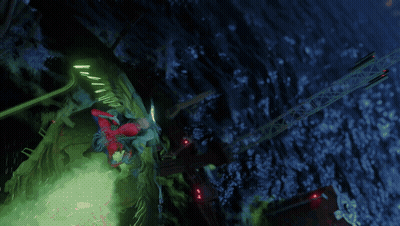 Man In Gas Mask Holding Spiderman Costume GIF