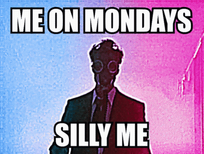 Man In Gas Mask Saying Me On Mondays Silly Me GIF