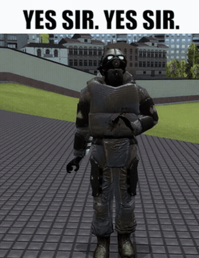 Man In Gas Mask Saying Yes Sir GIF