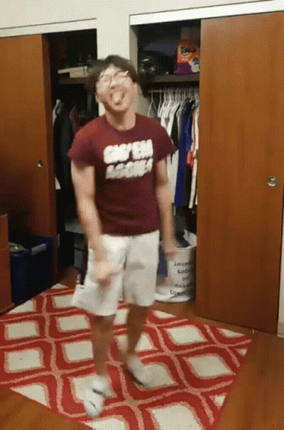 Man In Gay Em Agony Shirt Dancing In Closet GIF