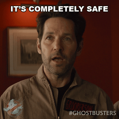 Man In Ghostbusters Uniform Says It's Safe GIF