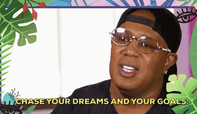 Man In Glasses And Baseball Cap Says Chase Your Dreams And Your Goals GIF