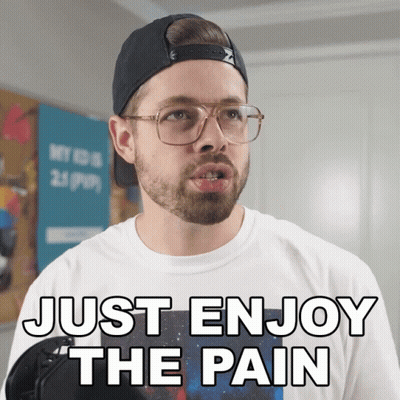 Man In Glasses And Baseball Cap Says Just Enjoy The Pain GIF
