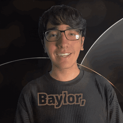 Man In Glasses And Black Baylor Shirt GIF