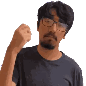 Man In Glasses And Black Shirt Making Fist Sticker