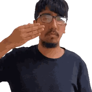 Man In Glasses And Black Shirt Saluting Sticker