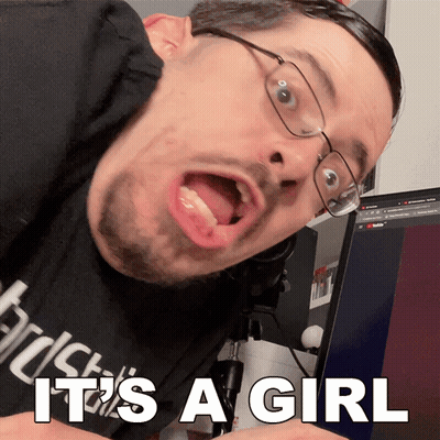 Man In Glasses And Black Shirt Saying It's A Girl GIF
