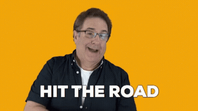 Man In Glasses And Black Shirt Says Hit The Road GIF