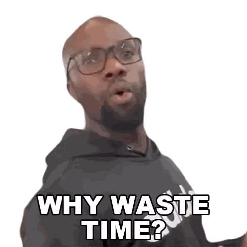 Man In Glasses And Black Shirt Says Why Waste Time Sticker