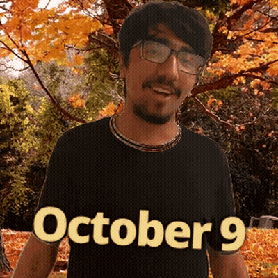 Man In Glasses And Black Shirt With October 9 GIF