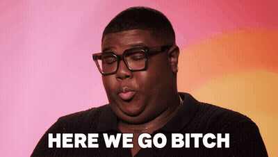 Man In Glasses And Black Sweater Says Here We Go Bitch GIF
