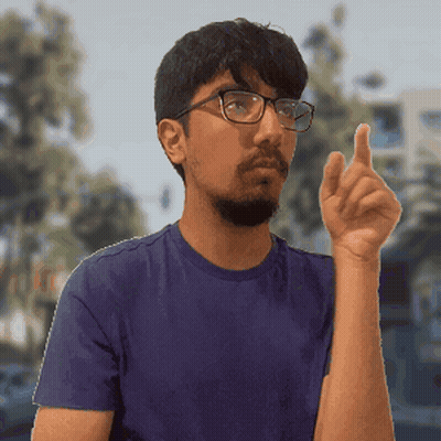 Man In Glasses And Blue Shirt Pointing Finger Up GIF