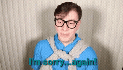Man In Glasses And Blue Shirt Saying I'm Sorry Again GIF