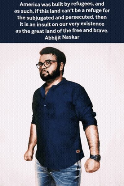 Man In Glasses And Blue Shirt With Abhijit Naskar Quote GIF