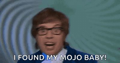 Man In Glasses And Blue Suit Saying I Found My Mojo Baby GIF