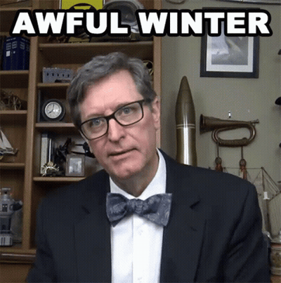 Man In Glasses And Bow Tie Saying Awful Winter GIF