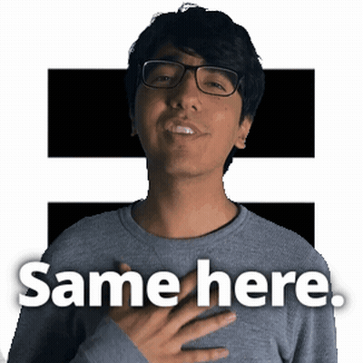 Man In Glasses And Gray Sweater Says Same Here GIF