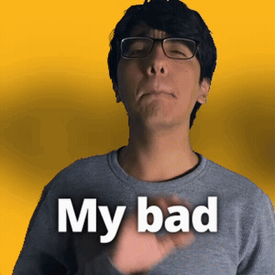 Man In Glasses And Grey Shirt Saying My Bad GIF