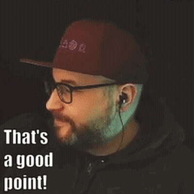 Man In Glasses And Hat Pointing Up Saying That's A Good Point GIF