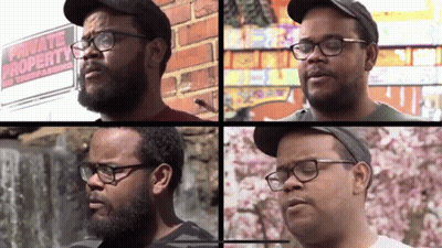 Man In Glasses And Hat With Private Property Sign GIF