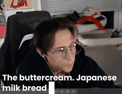 Man In Glasses And Headphones At Computer Saying Buttercream Japanese Milk Bread GIF