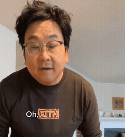 Man In Glasses And Oh Kith Shirt GIF